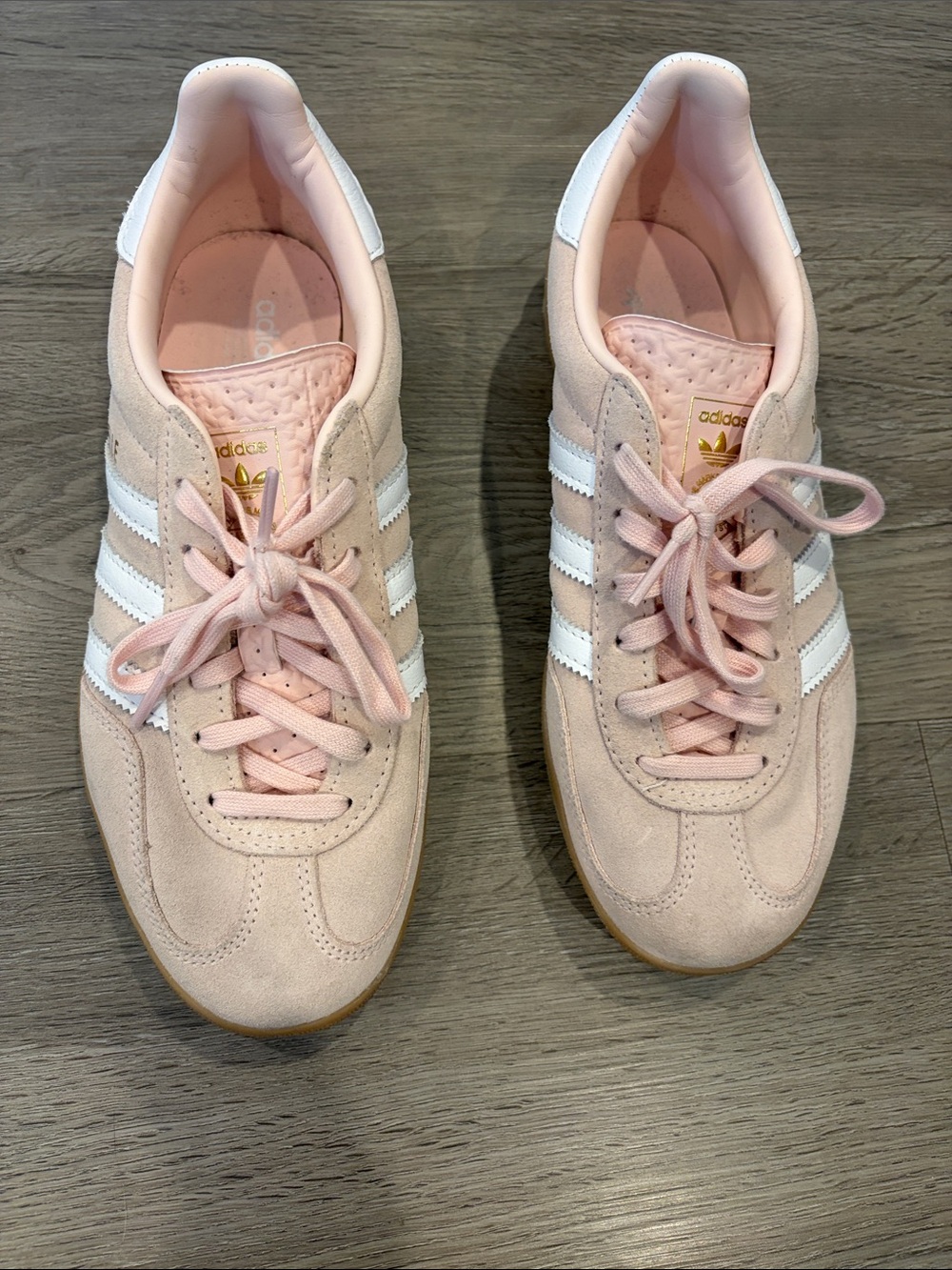 adidas Pink Suede Sneakers with White Stripes